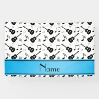 Custom name white black guitars music notes