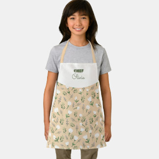 Custom Name & White Florals Apron