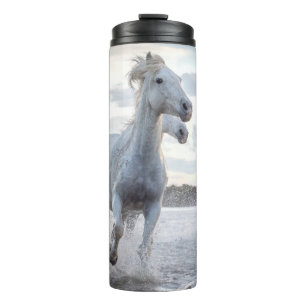 Custom Name White Horses Thermal Tumbler