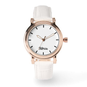 Custom name white plain watch