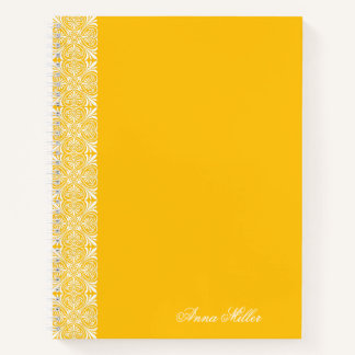 Custom Name white vector Pattern Gold Notebook