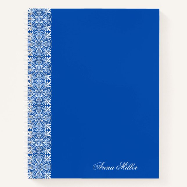 Custom Name white vector Pattern Notebook (Front)