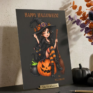 Custom Name Wicked Witch Halloween Postcard