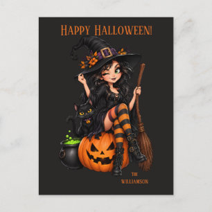Custom Name Wicked Witch Halloween Postcard