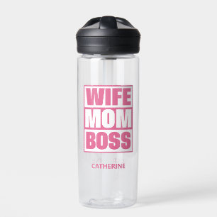 Custom Name Wife - Mom - Boss Water Bottle