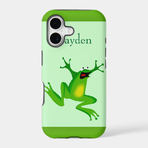 Custom Name Wild Cartoon Jumping Frog Green