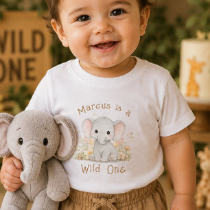 Custom Name Wild One 1st Birthday Baby Boy Tshirt