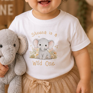 Custom Name Wild One 1st Birthday Baby Girl Tshirt