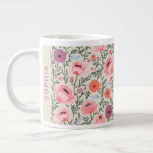 Custom Name Wildflower Floral Cottagecore Personal Large Coffee Mug