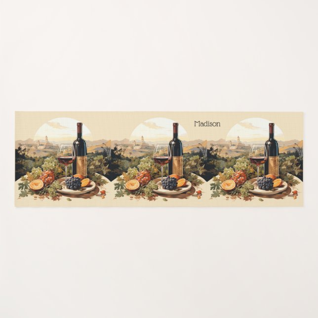 Custom Name Wine Lover's Yoga Mat (Front (Horizontal))