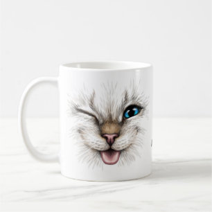 Custom Name Winking Cat Coffee Mug