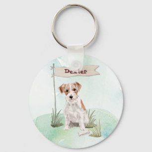 Custom Name Wire Haired Jack Russell Pet Dog Keychain