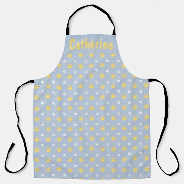 Custom Name with Adorable Little Paws Pattern Apron (Front)