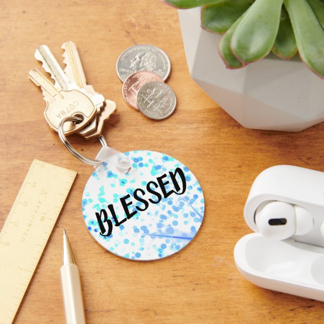 Custom Name with BLESSED Inspirational Keychain (Desk)
