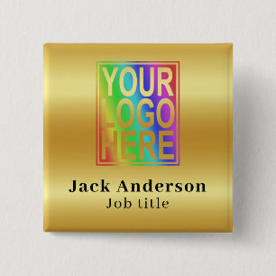 Custom Name With Company Logo 2 Inch Square Button
