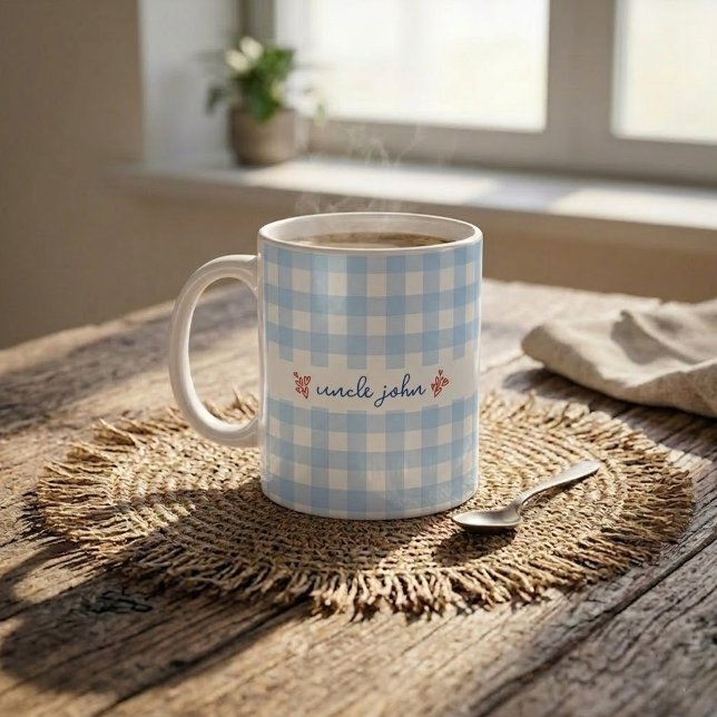 Custom Name with Cute Gingham Pattern Mug for Dad (Creator Uploaded)