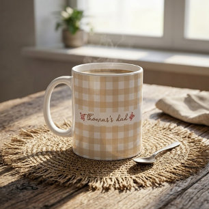 Custom Name with Cute Gingham Pattern Mug for Dad
