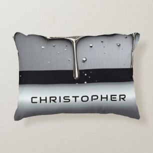 Custom Name With Dripping Liquid Metal Accent Pillow