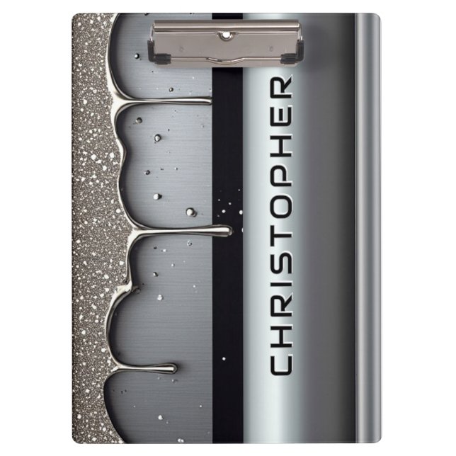 Custom Name With Dripping Liquid Metal Clipboard (Front)
