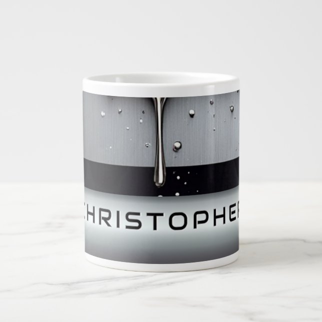 Custom Name With Dripping Liquid Metal Large Coffee Mug (Front)
