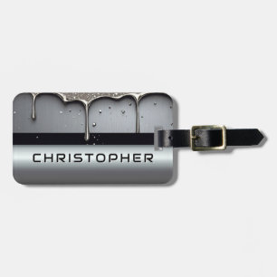 Custom Name With Dripping Liquid Metal Luggage Tag