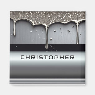 Custom Name With Dripping Liquid Metal Magnet