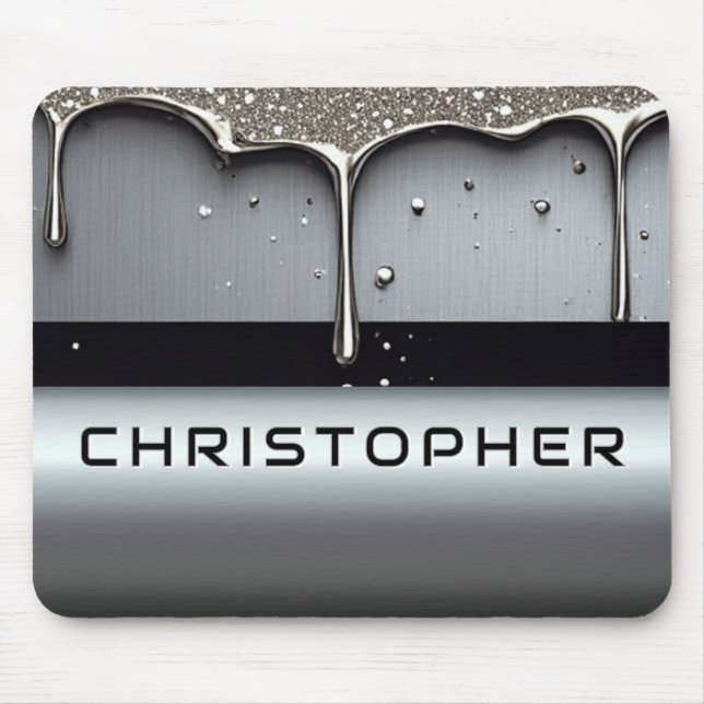 Custom Name With Dripping Liquid Metal Mouse Pad (Front)