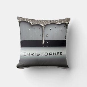 Custom Name With Dripping Liquid Metal Throw Pillow