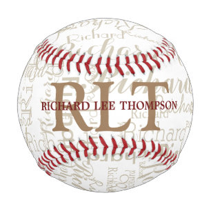 Custom Name with Initials Personalized Monogram Baseball