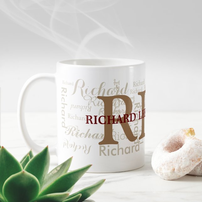 Custom name with initials personalized monogram coffee mug (Creator Uploaded)