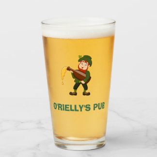 Custom Name With Leprechaun Beer Glass