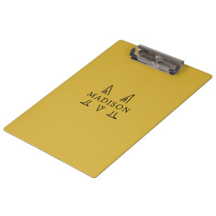 Custom Name with Monogram M Gold Professional Clipboard