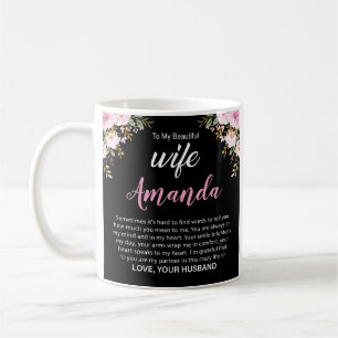Custom Name with Pink Rose Message for Wife Coffee Mug