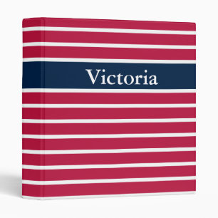Custom Name with Red White and Blue Stripes Binder