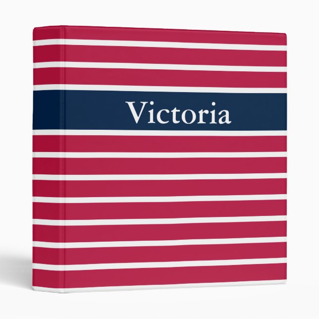 Custom Name with Red White and Blue Stripes Binder (Front/Spine)