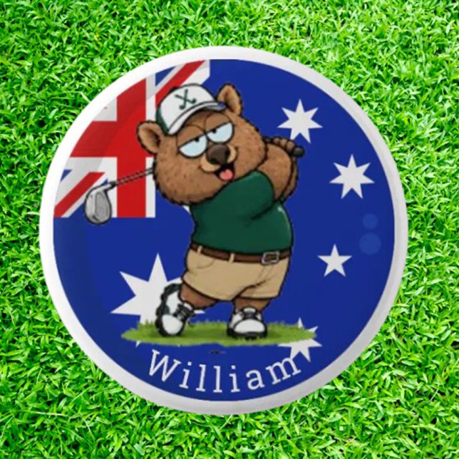  Custom Name Wombat 2 Inch Round Button (Our Custom Name Wombat Button transforms ordinary golf gear into a conversation-starting )