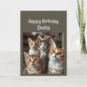 Custom Name Women Birthday Funny Cat Card