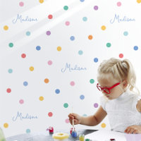 Custom Name Words Kids Colourful Polka Dot White