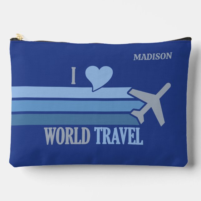 Custom Name World Travel Accessory Pouch (Front)