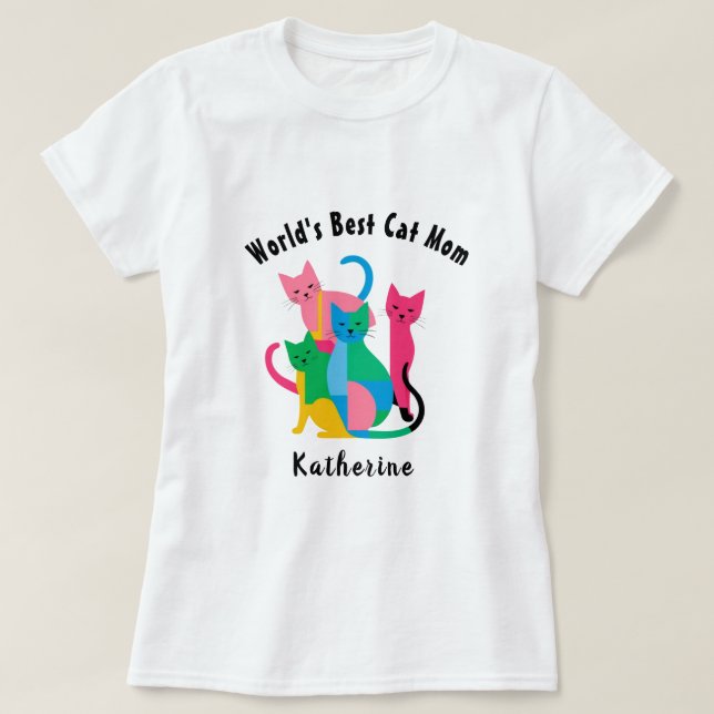 Custom Name World's Best Cat Mom T-Shirt (Design devant)