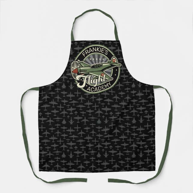 Custom NAME WWII Military Fighter War Plane Retro Apron (Front)