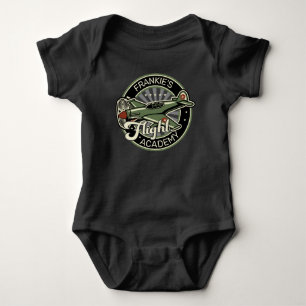 Custom NAME WWII Military Fighter War Plane Retro Baby Bodysuit