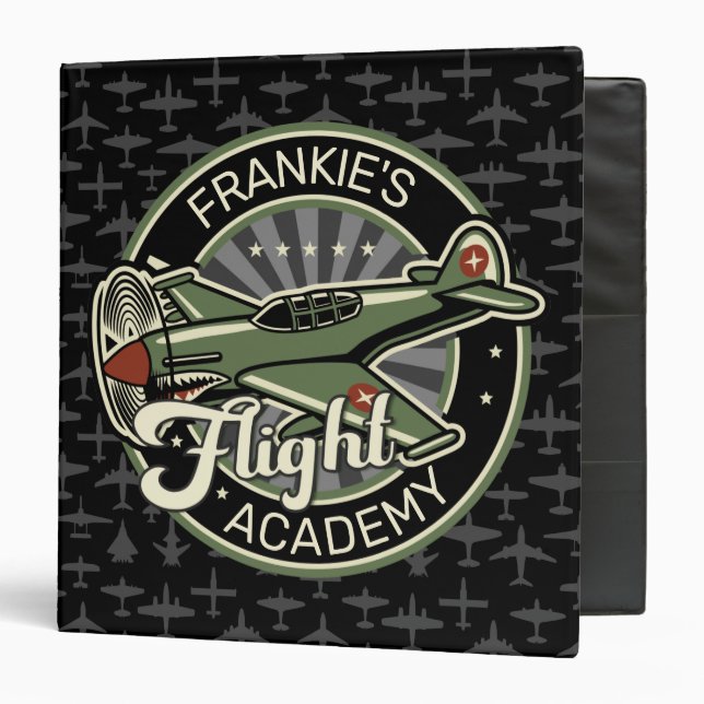 Custom NAME WWII Military Fighter War Plane Retro Binder (Front/Inside)