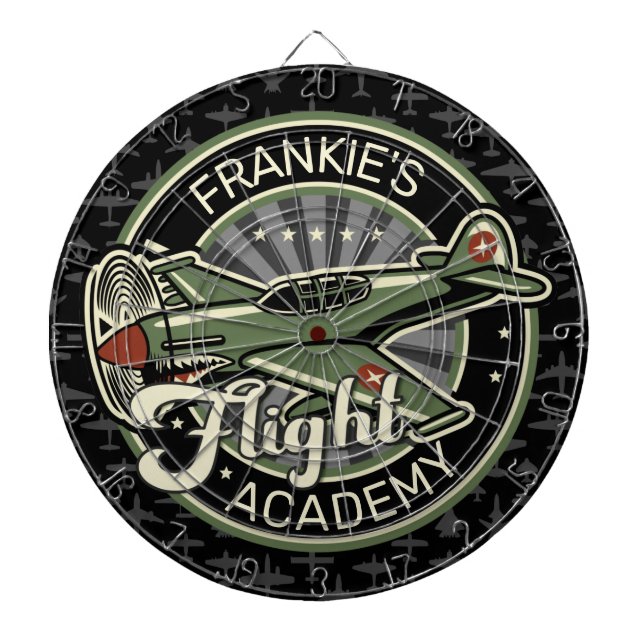 Custom NAME WWII Military Fighter War Plane Retro Dartboard (Front)