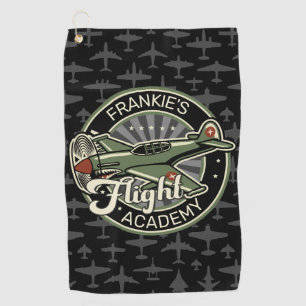 Custom NAME WWII Military Fighter War Plane Retro Golf Towel