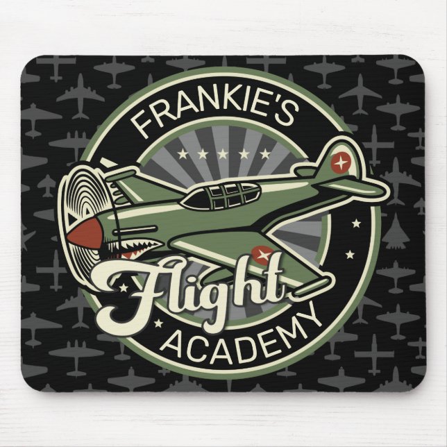 Custom NAME WWII Military Fighter War Plane Retro Mouse Pad (Front)