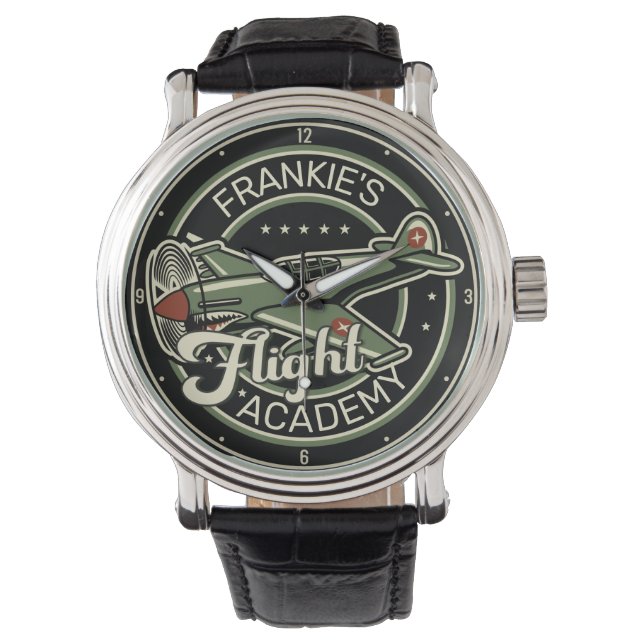 Custom NAME WWII Military Fighter War Plane Retro Watch (Front)