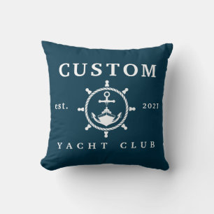 Custom Name Yacht Club Pillow, Custom Yacht Decor Throw Pillow