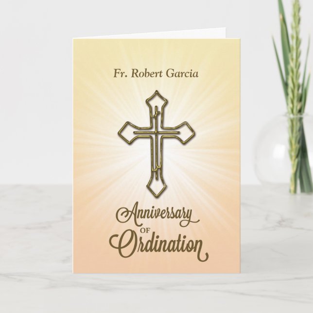 Custom Name & Year, 1st Anniversary of Ordination, Card (Front)