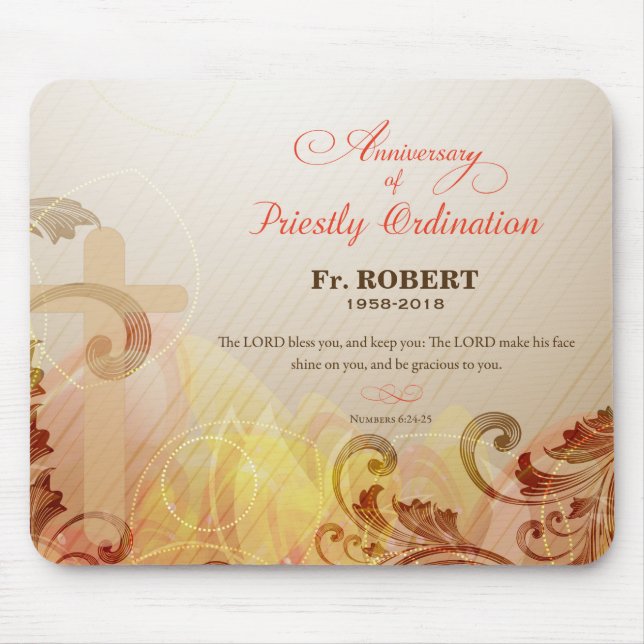 Custom Name & Year, 60th Priestly Ordination Mouse Pad (Front)